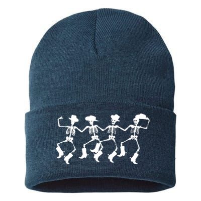 Dancing Skeletons Spooky Halloween Cowboys Line Dance Sustainable Knit Beanie