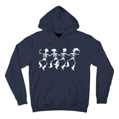 Dancing Skeletons Spooky Halloween Cowboys Line Dance Tall Hoodie