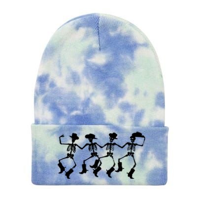 Dancing Skeletons Spooky Halloween Cowboys Line Dance Tie Dye 12in Knit Beanie