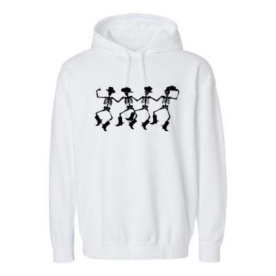 Dancing Skeletons Spooky Halloween Cowboys Line Dance Garment-Dyed Fleece Hoodie