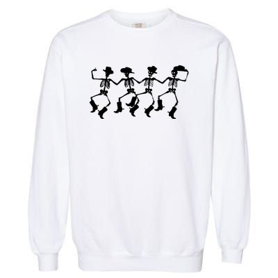 Dancing Skeletons Spooky Halloween Cowboys Line Dance Garment-Dyed Sweatshirt