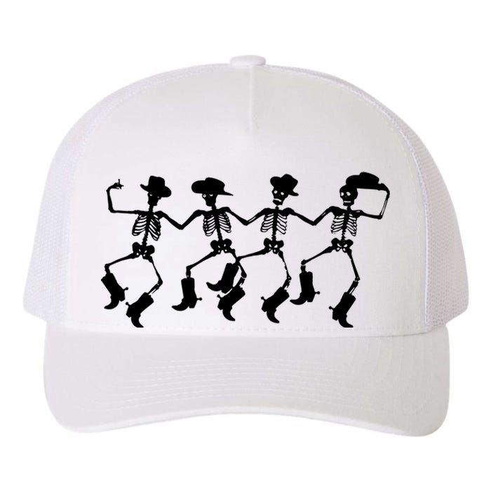 Dancing Skeletons Spooky Halloween Cowboys Line Dance Yupoong Adult 5-Panel Trucker Hat