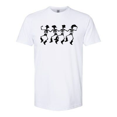 Dancing Skeletons Spooky Halloween Cowboys Line Dance Softstyle CVC T-Shirt