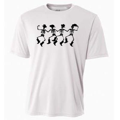 Dancing Skeletons Spooky Halloween Cowboys Line Dance Cooling Performance Crew T-Shirt