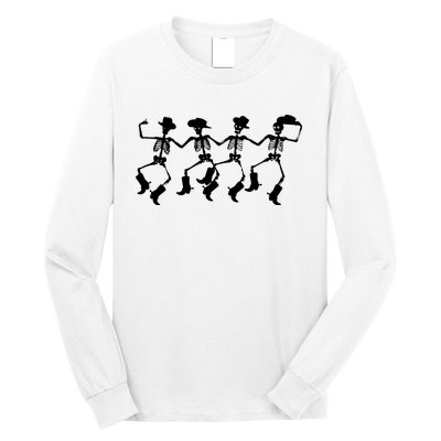 Dancing Skeletons Spooky Halloween Cowboys Line Dance Long Sleeve Shirt