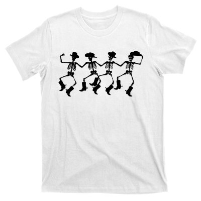 Dancing Skeletons Spooky Halloween Cowboys Line Dance T-Shirt