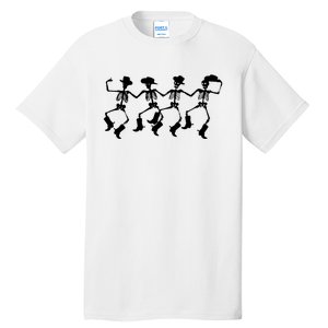 Dancing Skeletons Spooky Halloween Cowboys Line Dance Tall T-Shirt