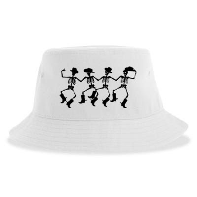 Dancing Skeletons Spooky Halloween Cowboys Line Dance Sustainable Bucket Hat