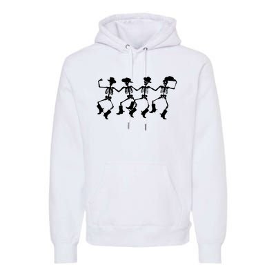 Dancing Skeletons Spooky Halloween Cowboys Line Dance Premium Hoodie