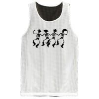 Dancing Skeletons Spooky Halloween Cowboys Line Dance Mesh Reversible Basketball Jersey Tank