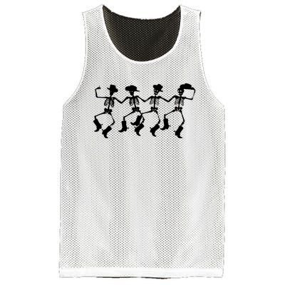 Dancing Skeletons Spooky Halloween Cowboys Line Dance Mesh Reversible Basketball Jersey Tank