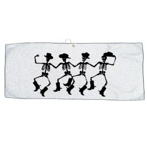 Dancing Skeletons Spooky Halloween Cowboys Line Dance Large Microfiber Waffle Golf Towel