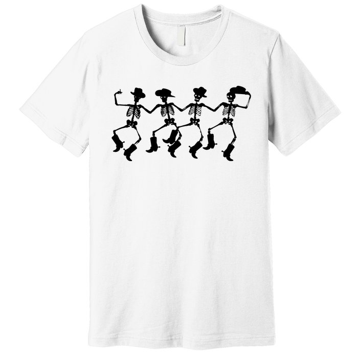 Dancing Skeletons Spooky Halloween Cowboys Line Dance Premium T-Shirt