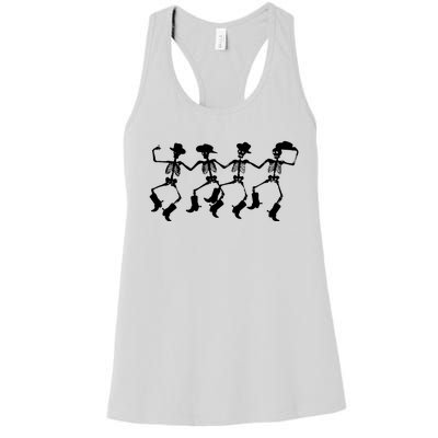 Dancing Skeletons Spooky Halloween Cowboys Line Dance Women's Racerback Tank