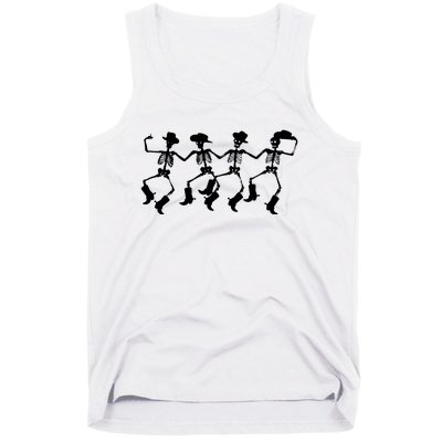 Dancing Skeletons Spooky Halloween Cowboys Line Dance Tank Top