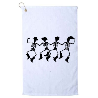 Dancing Skeletons Spooky Halloween Cowboys Line Dance Platinum Collection Golf Towel