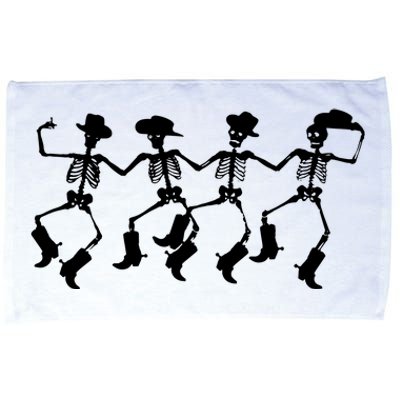 Dancing Skeletons Spooky Halloween Cowboys Line Dance Microfiber Hand Towel