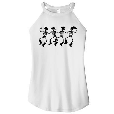 Dancing Skeletons Spooky Halloween Cowboys Line Dance Women’s Perfect Tri Rocker Tank