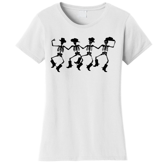 Dancing Skeletons Spooky Halloween Cowboys Line Dance Women's T-Shirt