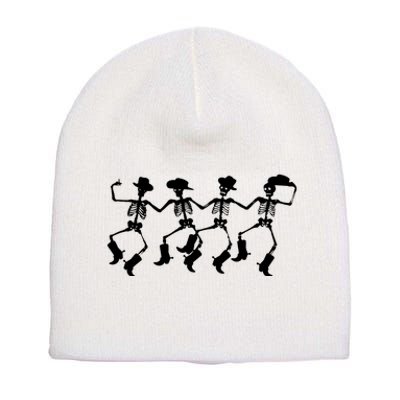 Dancing Skeletons Spooky Halloween Cowboys Line Dance Short Acrylic Beanie