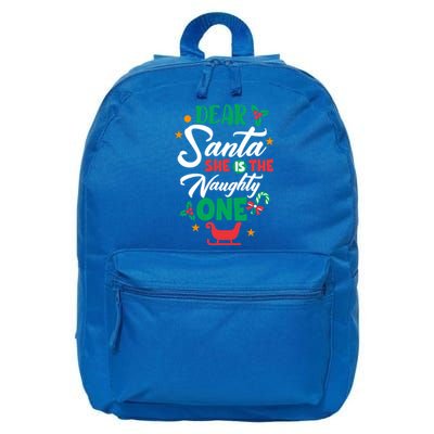 Dear Santa She Is The Naughty One Husband Wife Christmas Gift 16 in Basic Backpack