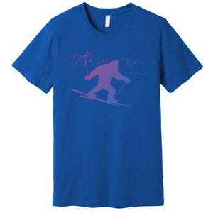 Downhill Snow Skiing Bigfoot Ski Winter Sports Alpine Gift Premium T-Shirt