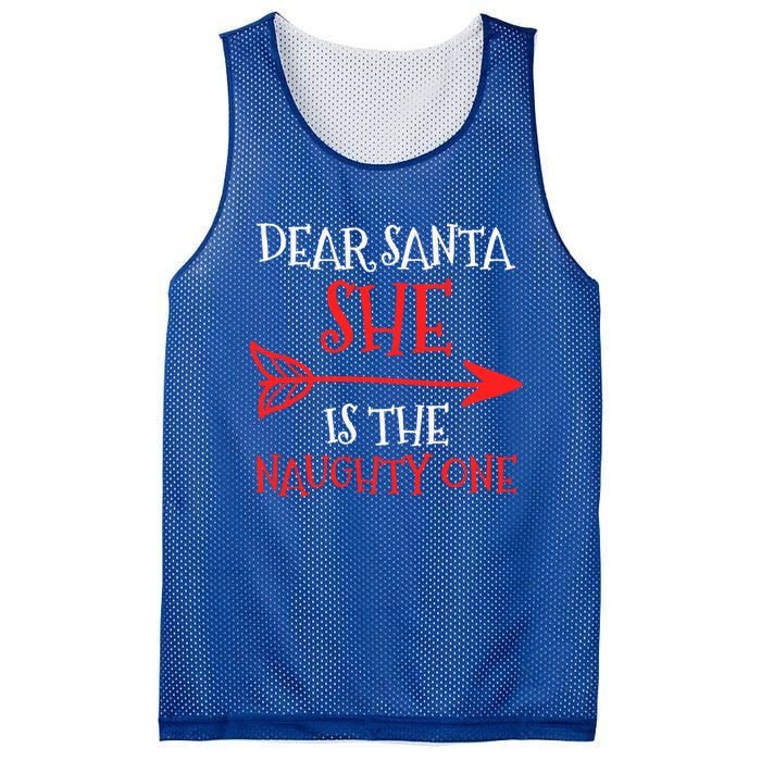 Dear Santa She Is The Naughty One Gift Mesh Reversible Basketball Jersey Tank