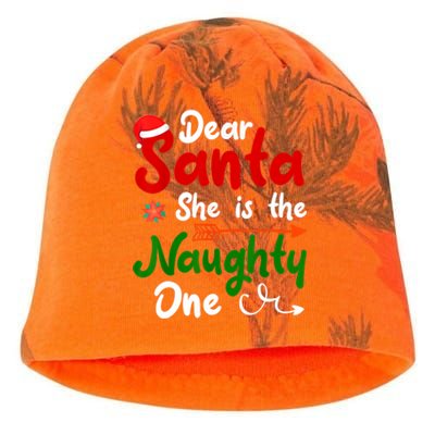 Dear Santa She Is The Naughty One Matching Couples Christmas Gift Kati - Camo Knit Beanie