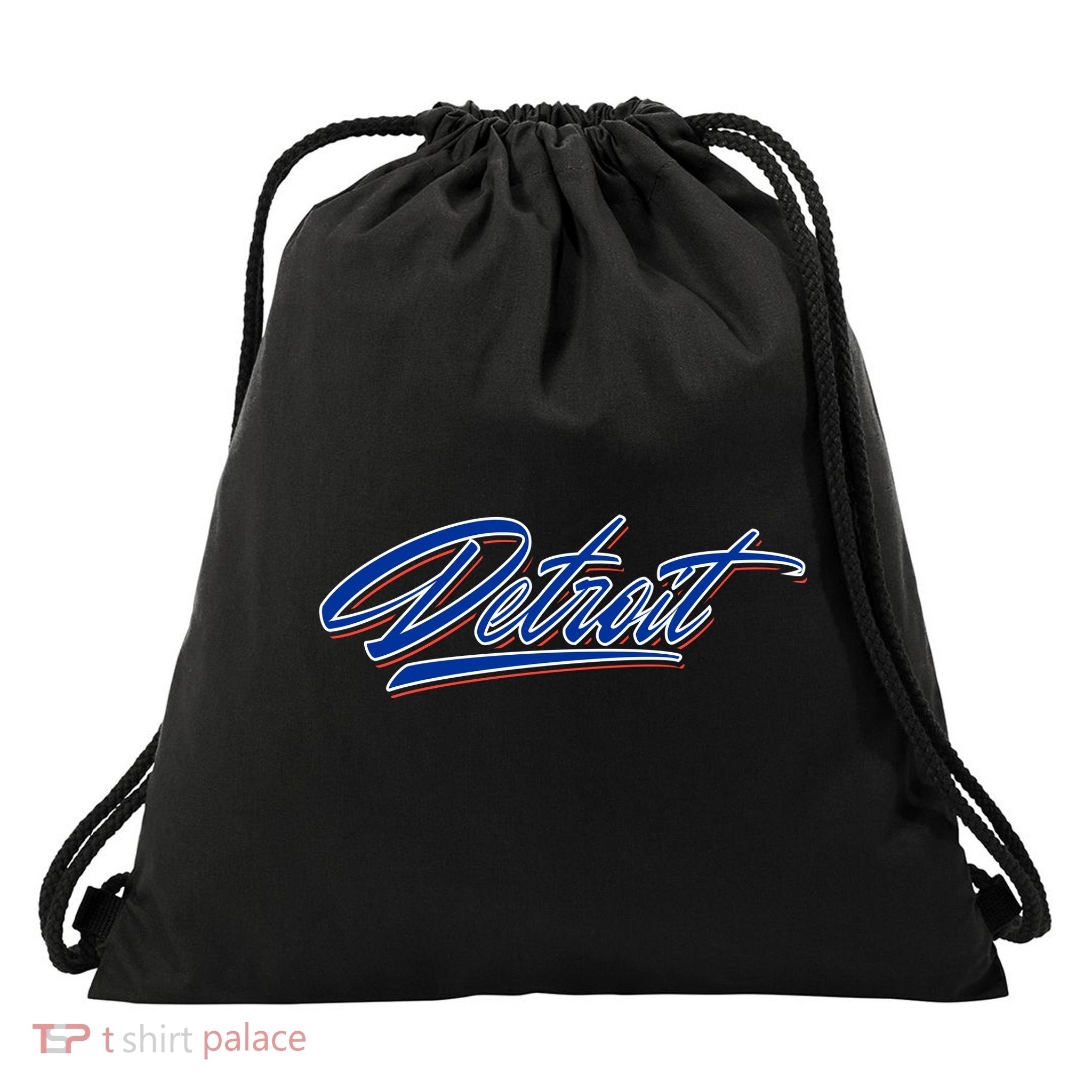 Detroit Sports Script Drawstring Bag