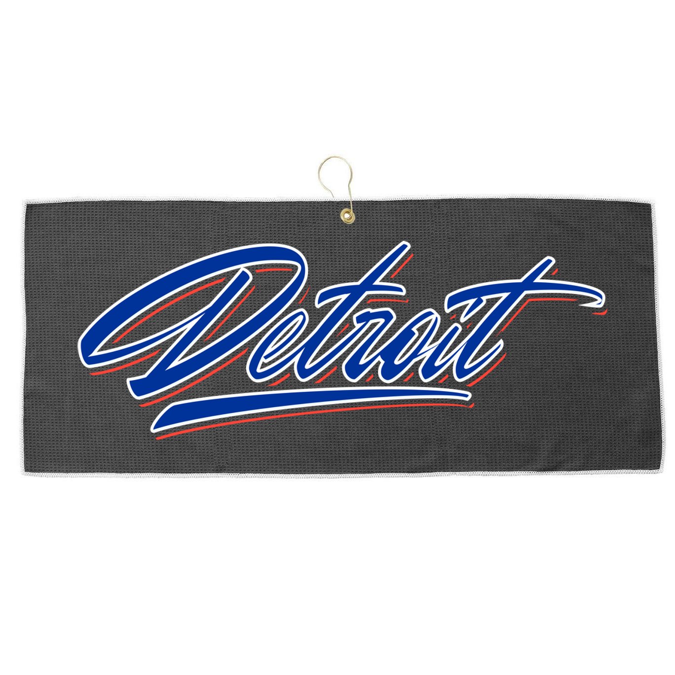 Detroit Sports Script Large Microfiber Waffle Golf Towel