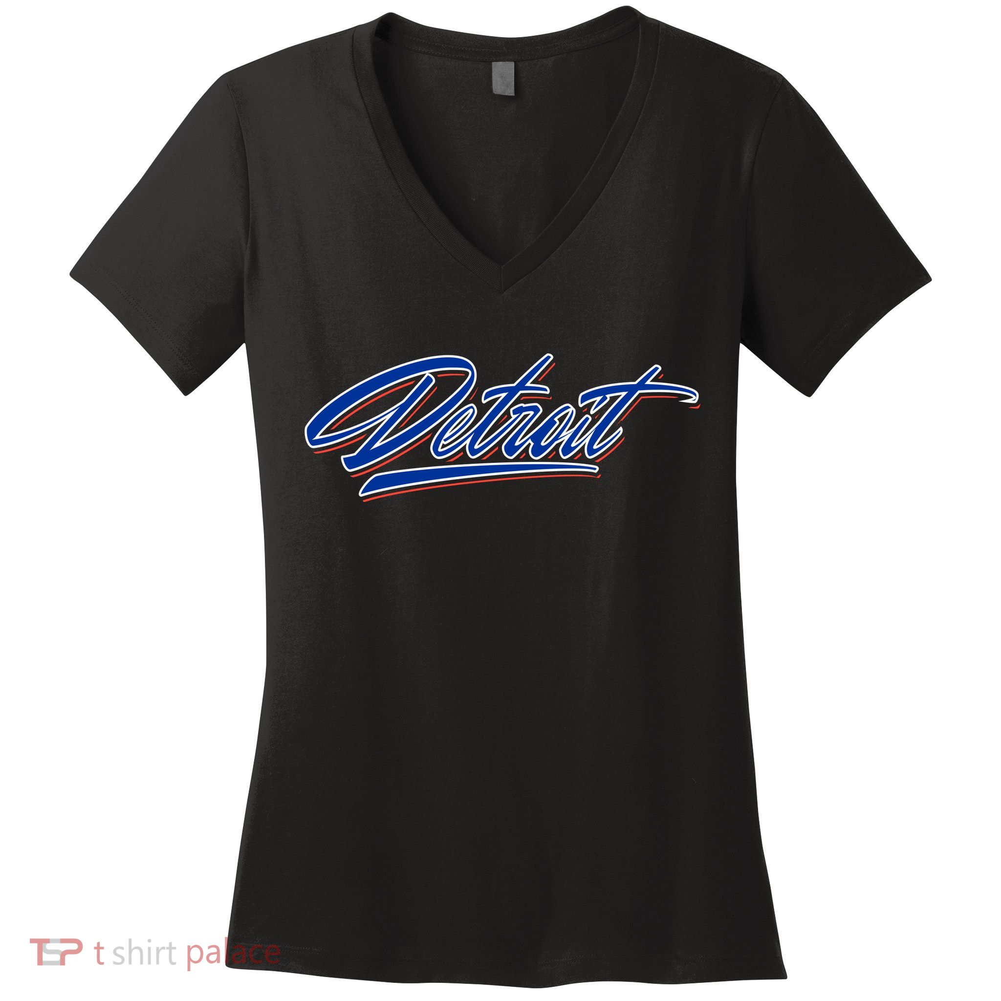 Detroit Sports Script Women's V-Neck T-Shirt