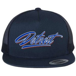 Detroit Sports Script Flat Bill Trucker Hat