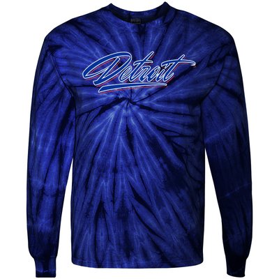 Detroit Sports Script Tie-Dye Long Sleeve Shirt