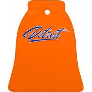 Detroit Sports Script Ceramic Bell Ornament