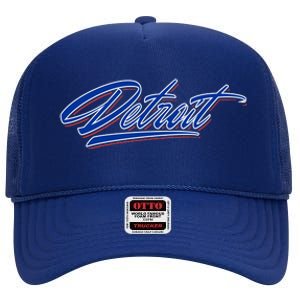 Detroit Sports Script High Crown Mesh Back Trucker Hat