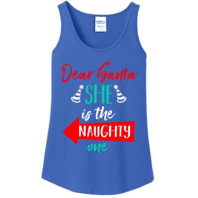 Dear Santa She Is The Naughty One Funny Couple Matching Gift Ladies Essential Tank