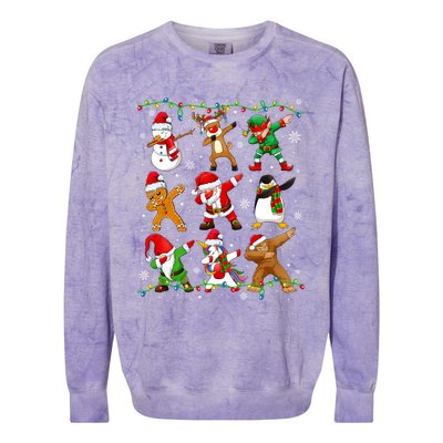 Dabbing Santa Snow Gingerbread Penguin Xmas Great Gift Colorblast Crewneck Sweatshirt