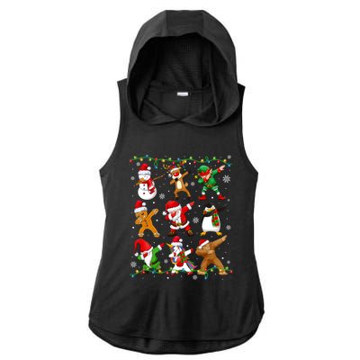 Dabbing Santa Snow Gingerbread Penguin Xmas Great Gift Ladies PosiCharge Tri-Blend Wicking Draft Hoodie Tank