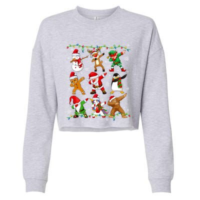 Dabbing Santa Snow Gingerbread Penguin Xmas Great Gift Cropped Pullover Crew