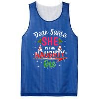 Dear Santa She Is The Naughty Ones Christmas Funny Gift Mesh Reversible Basketball Jersey Tank