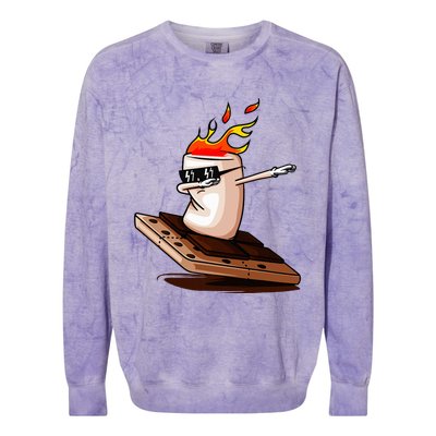 Dabbing SMores Smores Roasting Marshmallow Camping Bonfire Colorblast Crewneck Sweatshirt