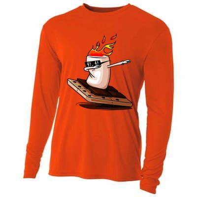 Dabbing SMores Smores Roasting Marshmallow Camping Bonfire Cooling Performance Long Sleeve Crew