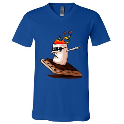 Dabbing SMores Smores Roasting Marshmallow Camping Bonfire V-Neck T-Shirt