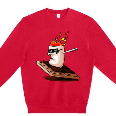 Dabbing SMores Smores Roasting Marshmallow Camping Bonfire Premium Crewneck Sweatshirt