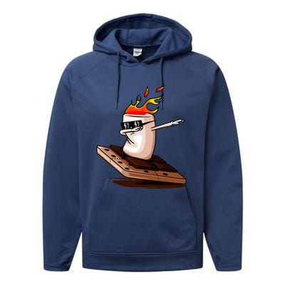 Dabbing SMores Smores Roasting Marshmallow Camping Bonfire Performance Fleece Hoodie