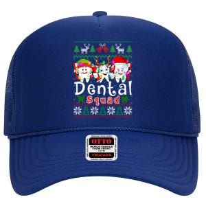 Dental Squad Santa Elf Reindeer Dentist Ugly Xmas Sweater Cute Gift High Crown Mesh Back Trucker Hat