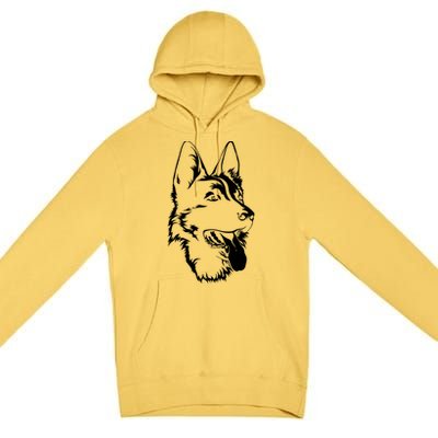 Dog Silhouette Sitting Gift Ger Shepherd Gift Premium Pullover Hoodie