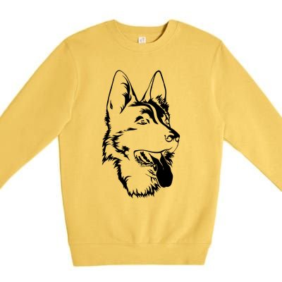 Dog Silhouette Sitting Gift Ger Shepherd Gift Premium Crewneck Sweatshirt