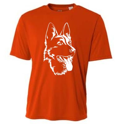 Dog Silhouette Sitting Gift Ger Shepherd Gift Cooling Performance Crew T-Shirt