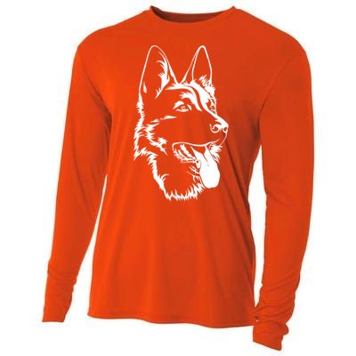 Dog Silhouette Sitting Gift Ger Shepherd Gift Cooling Performance Long Sleeve Crew